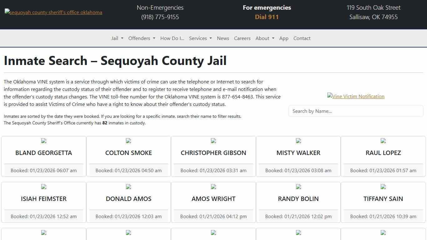 Inmate Search Sequoyah County Sheriff's Office